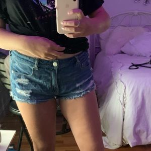 High waisted jean shorts
